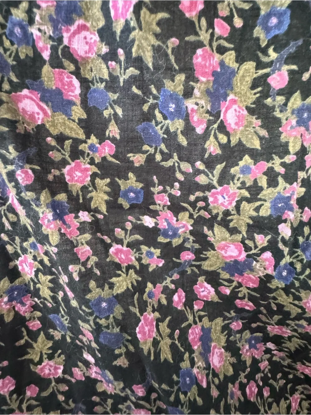 Free People Meant to Be Floral Tie Neck Puff Sleeve Blouse Black Pink XS Boho
